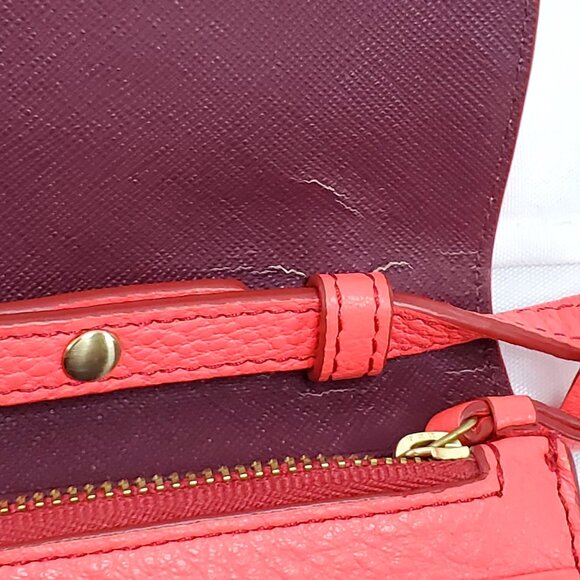 Fossil Margot Crossbody Coral Leather Bag With Adjustable Strap & Gold Hardware - Picture 3 of 10